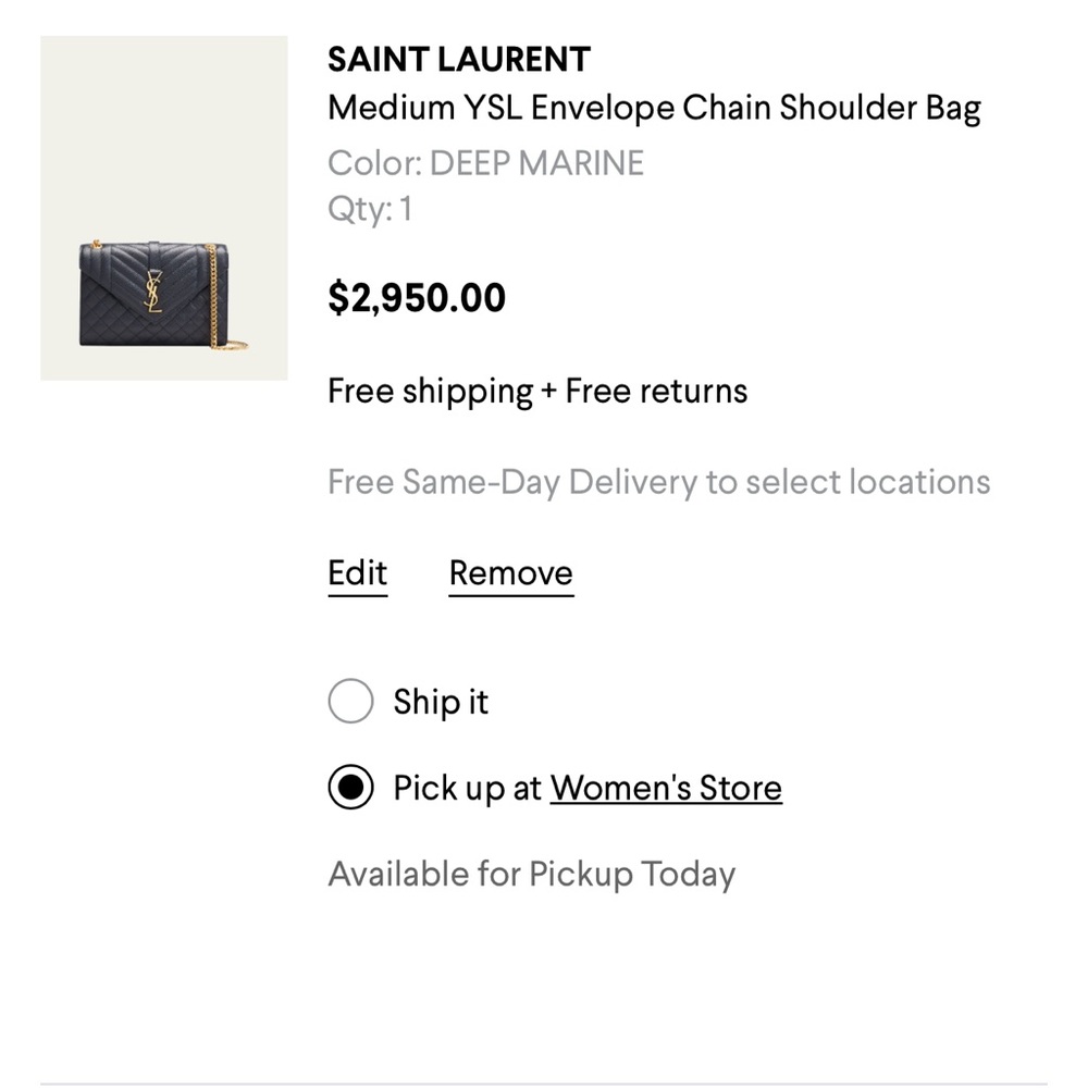 SAINT LAURENT MEDIUM ENVELOPE IN QUILTED GRAIN DE POUDRE EMBOSSED LEATHER